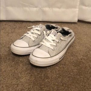 Gray and White Stripper Converse Low-Tops, Size 7